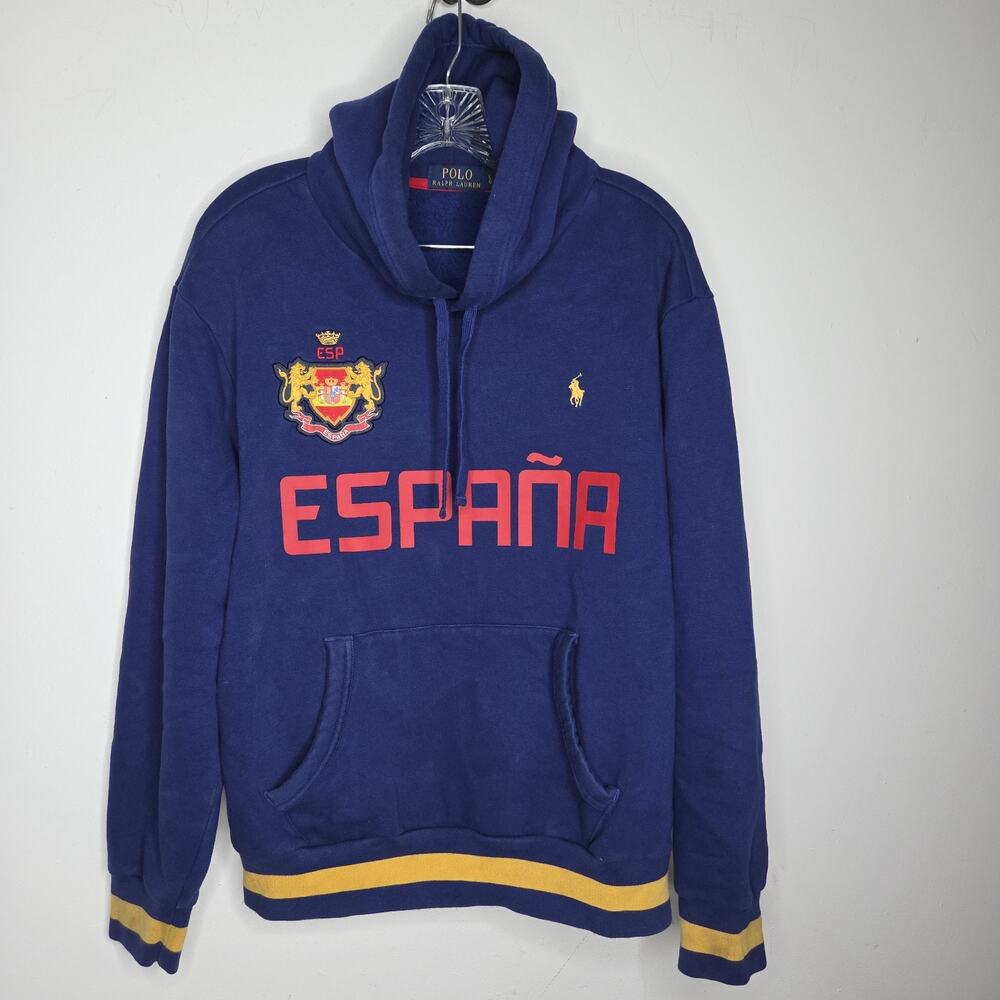 Polo Ralph Lauren Hoodie Mens L España ESP Crest Navy Blue Gold Spain Pony Spell